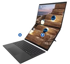 Laptop ASUS Zenbook DUO (UX8406) UX8407AA-SN595X, 14.0 inch 2880 x 1800 Touchscreen, Intel Core Ultra 9 388H (16 C / 16 T, 2.1 GHz - 5.1 GHz, 18 MB cache, N/A), 32 GB LPDDR5X, 1 TB SSD, Intel Intel Arc Graphics, Windows 11 Pro, Tastatura International, Moher Gray