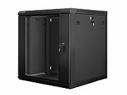Lanberg wall-mounted installation rack cabinet 19'' 12U 600x600mm black (glass door)