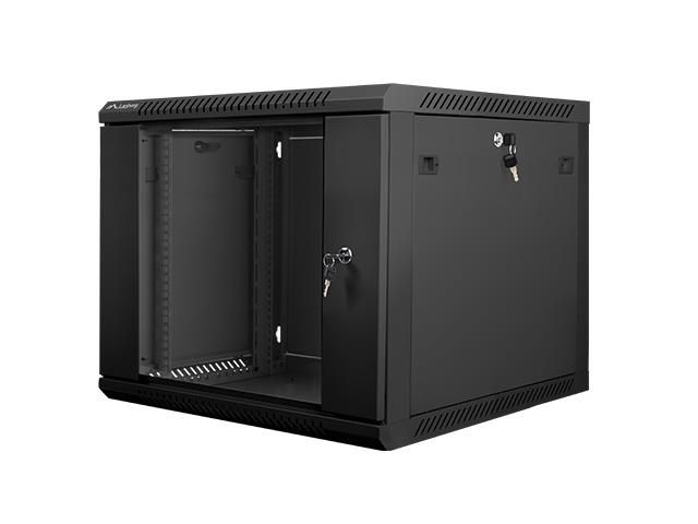 Lanberg wall-mounted installation rack cabinet 19'' 9U 600x600mm black (glass door)