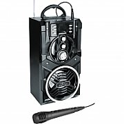 Boxa Karaoke Portabila Media-Tech Partybox BT, Radio FM, MP3 Player, 18W RMS, cu Subwoofer, Incinta Lemn, USB + SD, Telecomanda, Antena, Negru