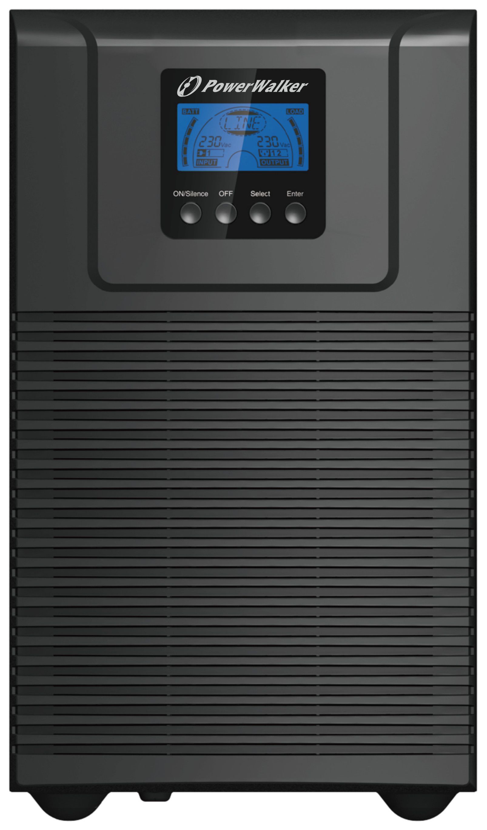 UPS PowerWalker VFI 3000 TG, 3000 VA, 2700 W, cu management, on-line double-conversion, 4x C13, 1x C19, 12V 9Ah LCD, Tower, Gri