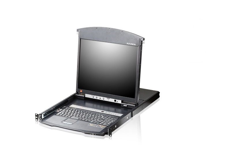 KVM-LCD Aten KL1508AIN-AXA-XG. Diagonala afișajului: 48,3 cm (19 ), Ecran: LCD. Tastatură de tip port: USB, PS/2, Mouse tip de port: USB, PS/2, Video Type portul: VGA. Limbă tastatură: Engleză SUA, Schemei de tastatură: QWERTY. Consum de energie (tipic): 27,5 W, Curent de intrare: 1 A. Lățime: 480