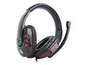CASTI Gembird, cu fir, utilizare multimedia, microfon pe brat, conectare prin Jack 3.5 mm x 2, negru / rosu,  GHS-402 , (include TV 0.75 lei)