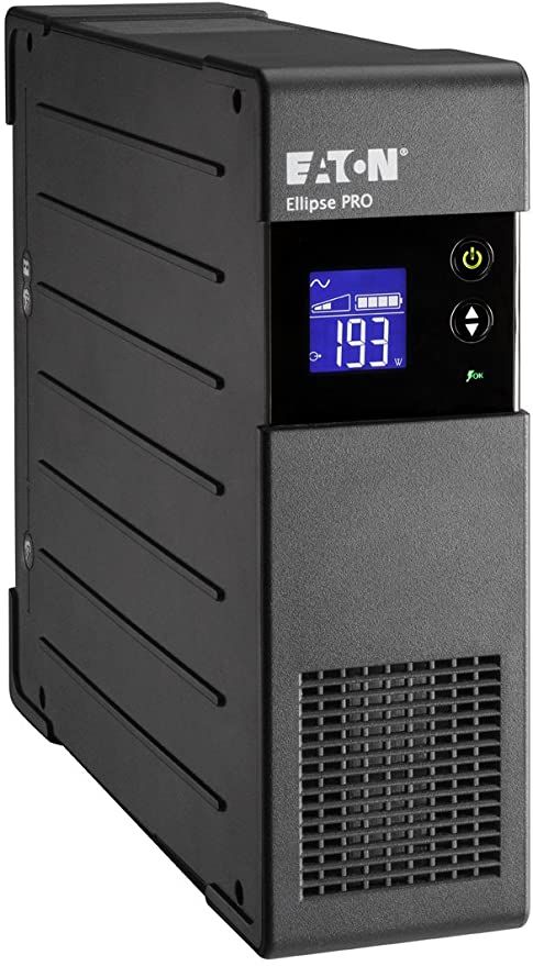 UPS Eaton ELP650DIN, 650 VA, 400 W, cu management, line-interactive, 4x Schuko, 1x C14, 1x USB, 12V 7Ah Sealed Lead-acid, Tower, Negru