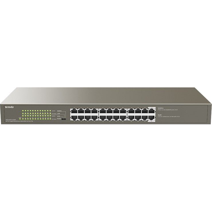 Switch Tenda TEG1124P-24-250W, 24 porturi 10/100/1000 Mbps