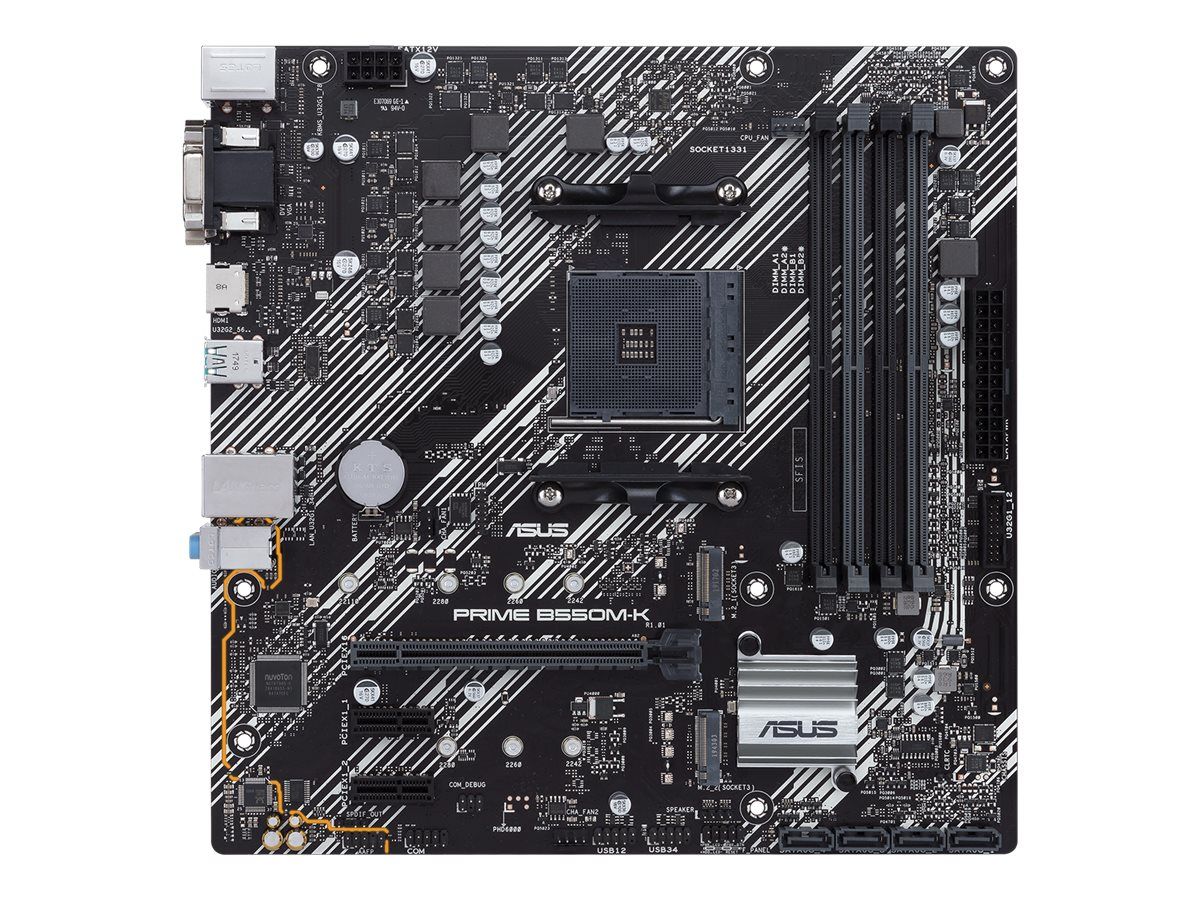 Placa de baza ASUS PRIME B550M-K, socket AM4, 4x DDR4 UDIMM, 4x SATA, 2x NVMe, 12x USB-A, mATX