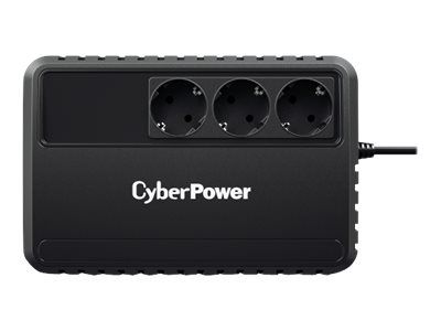 UPS Cyber Power BU650E, 650 VA, 360 W, fara management, line-interactive, 3x Schuko, 12V 5Ah LED, Brick, Negru