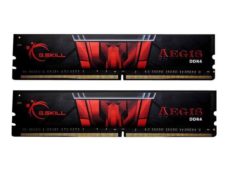 Memorie G.Skill Aegis 32 GB DDR4 3200 MHz CL16, kit 2 x 16 GB, XMP 2.0, Negru-rosu