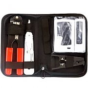 TRUSA scule retelistica, LOGILINK, functii: testare cablu, sertizare mufe, deziz. cablu, sertiz. cablu (punch down), taiere cablu. 4 prod.: tester cablu, cleste sertizare mufe, unealta punch down (sertiz. cablu), cleste deziz. cablu,  WZ0012