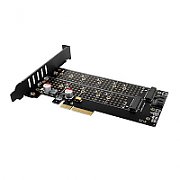 Adaptor Intern PCEM2-D, PCI-E 3.0 4x - DUAL M.2 SSD (NVMe + SATA), Voltaj Dual, SSD pana la 110 mm
