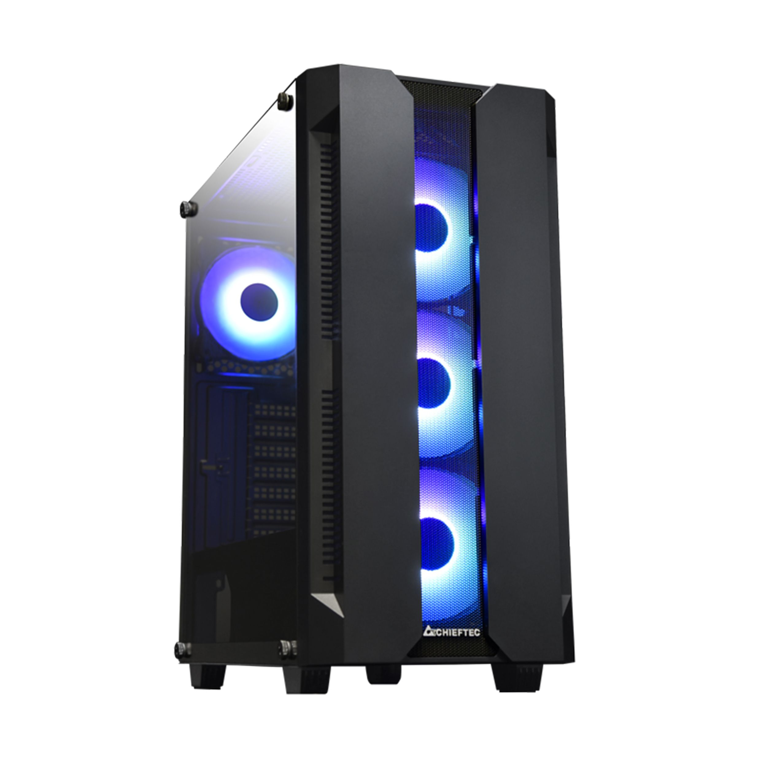 CARCASA CHIEFTEC, Middle Tower, ATX,  HUNTER , fara sursa, sticla securizata, 4 x fan, USB 2.0 x 1, USB 3.0 x 2, Jack 3.5mm x 2, mesh, fan controller (inclusiv RGB), telecomanda,  GS-01B-OP