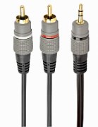 CABLU audio GEMBIRD stereo (3.5 mm jack la 2 x RCA), 2.5m, conectori auriti,  CCA-352-2.5M  (include TV 0.06 lei)