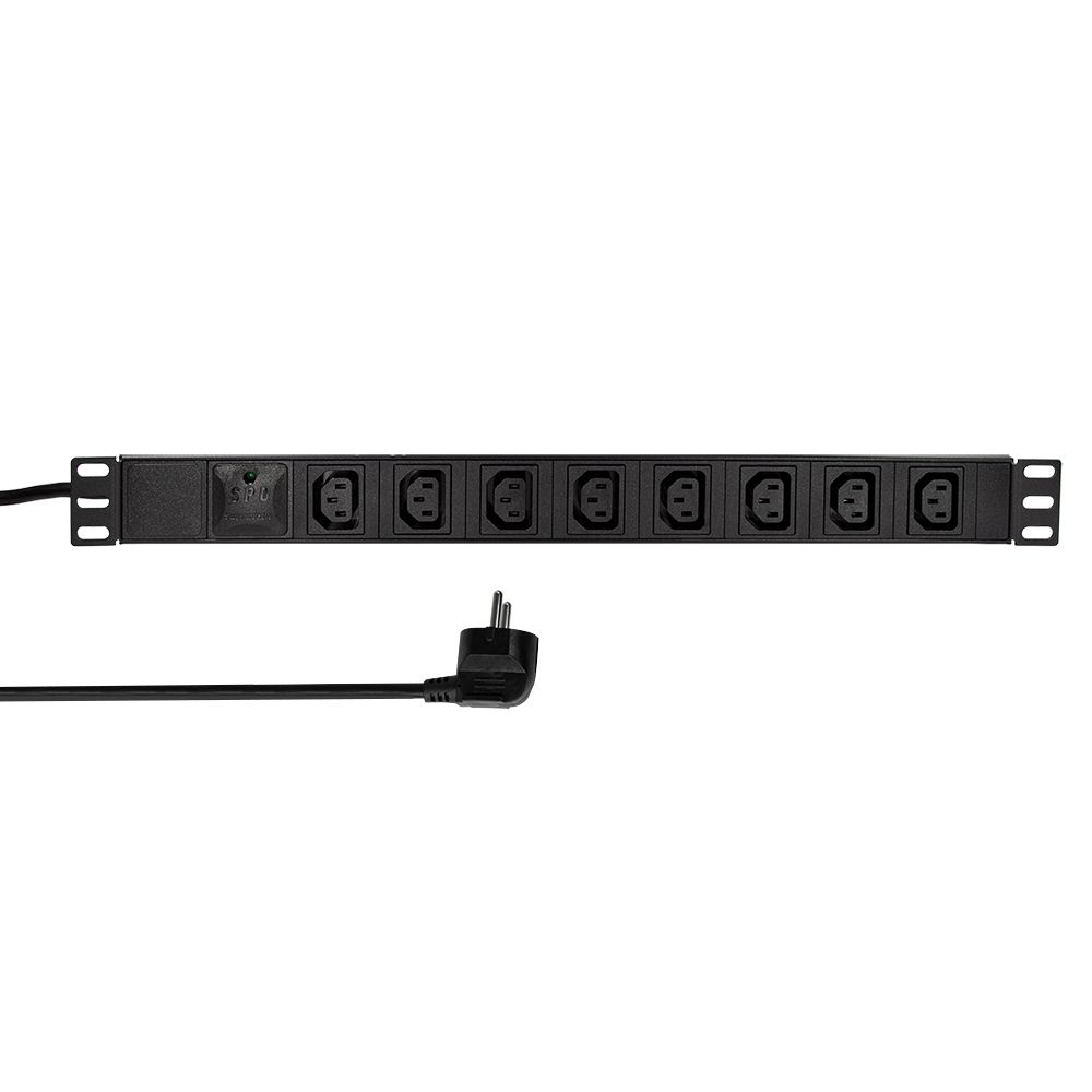 PDU LOGILINK 1U pt. rack 19 inch, 8 prize IEC, intrare IEC, max 16 A, protectie supratensiune, 2 m,  PDU8A01  (include TV 0.75 lei)