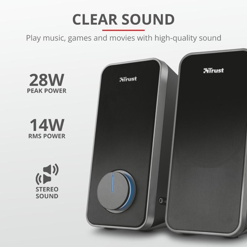 Boxe Stereo Trust Arys 2.0 Speaker Set, 28W, negru