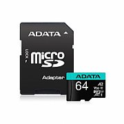 ADATA AUSDX64GUI3V30SA2-RA1 ADATA 64GB Premier Pro MICROSDXC. R/W up to 100/80 MB/s. with Adapter
