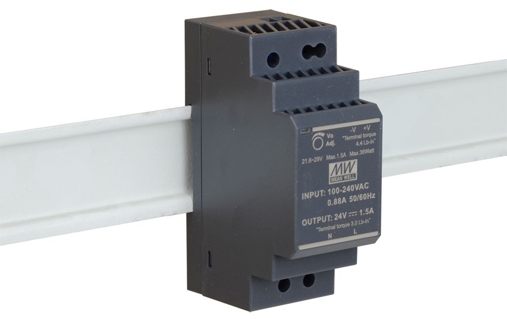D-link power supply, DIS-H30-24- 30W Ultra slim design with 35mm (2SU) width Power Supply- 30W 24VDC Ultra Slim DIN Rail PSU- DC output voltage adjustable- No load power consumption <0.3W- Protections: Short circuit/ Overload/ Over voltage- Universal input 85-264VAC (277VAC available)- Isolation