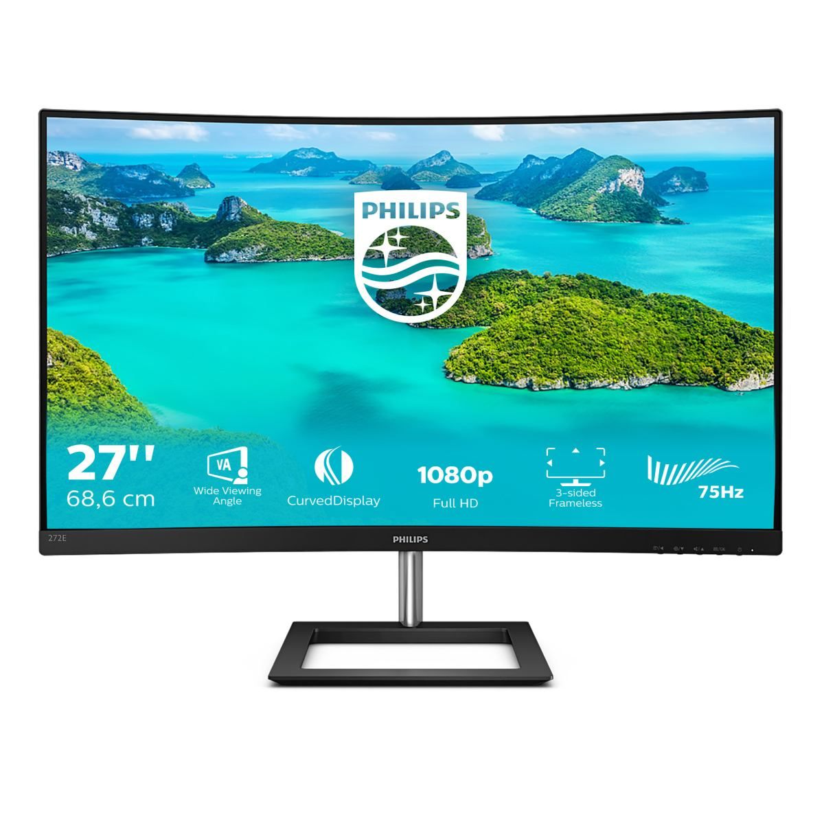 Monitor 27 inch WLED Philips 272E1CA 1920 x 1080 pixeli, 75 Hz, 4 ms, Negru