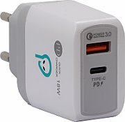 INCARCATOR retea SPACER Quick Charge 18W, USB Type-C + USB  SPAR-DUOQ-01  (include timbru verde 0.15 lei)