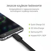Cablu date Green Cell  USB A - USB C, 25 cm, negru