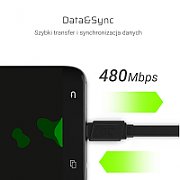 Cablu date Green Cell  USB A - USB C, 25 cm, negru