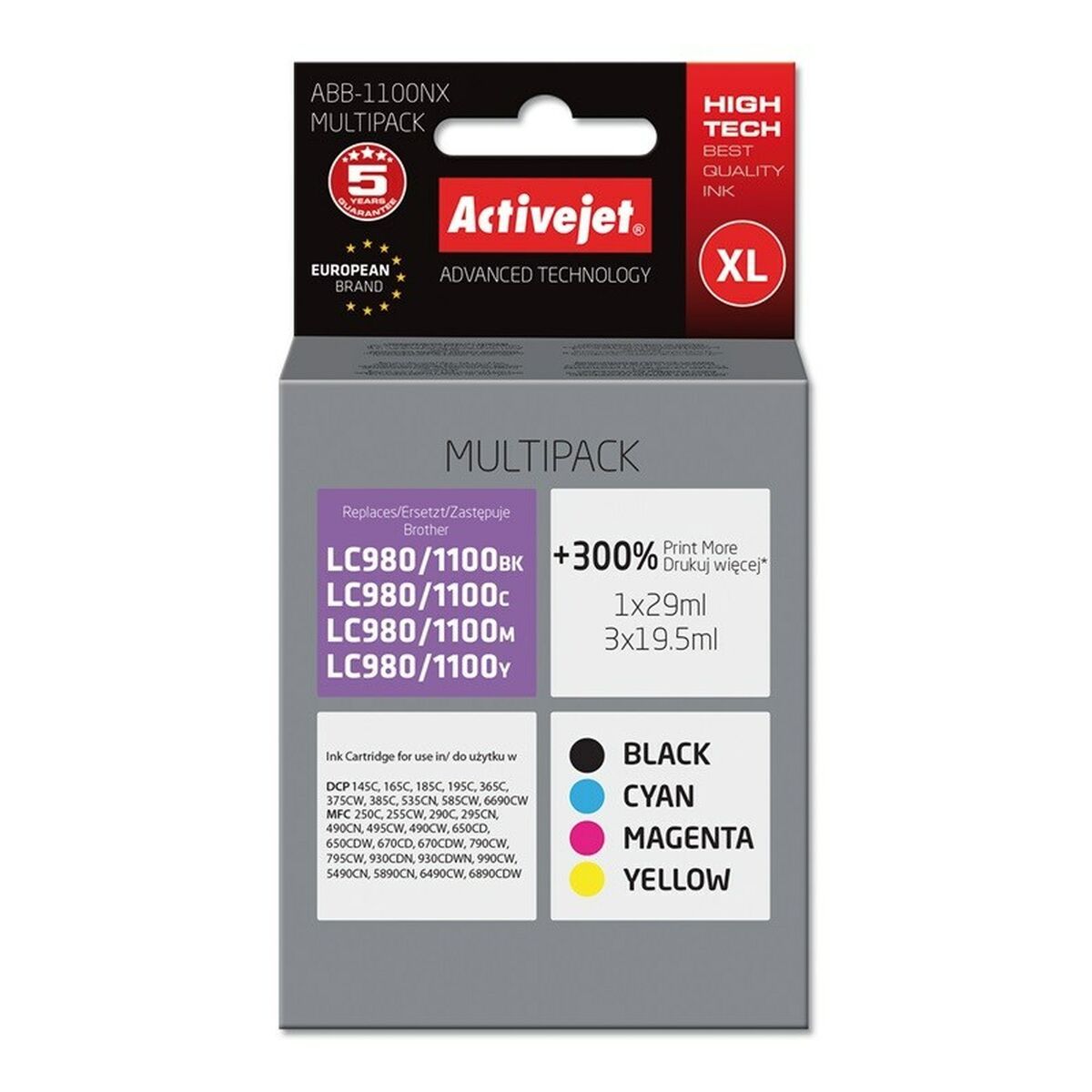 Cartus cerneala Activejet ABB-1100NX ,Color ,1 x 29 ml, 3 x 19.5 ml (compatibil cu Brother ABB-1100NX)
