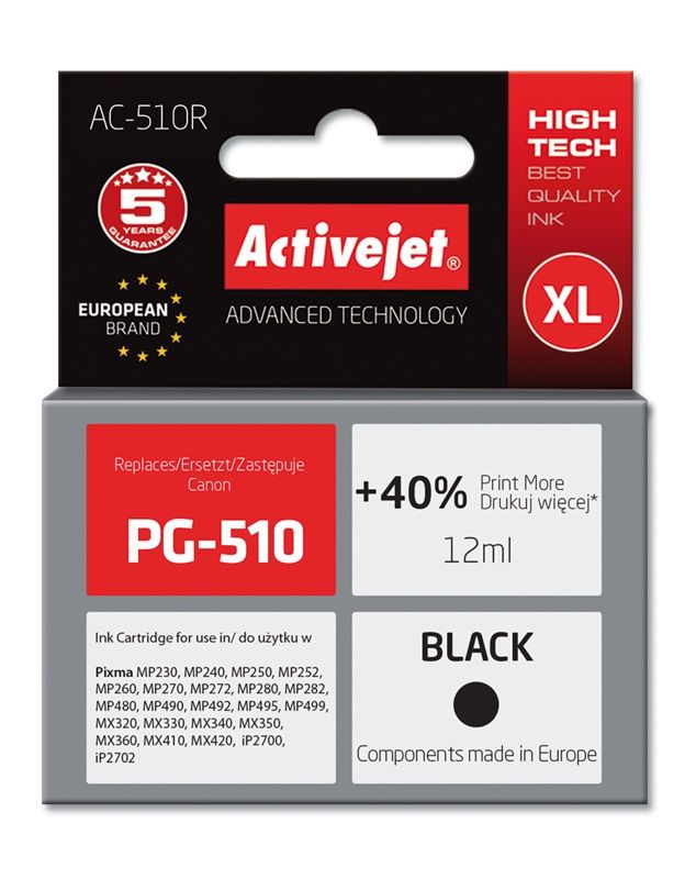 Cartus cerneala Activejet AC-510R ,Negru ,12 ml (compatibil cu Canon AC-510R)