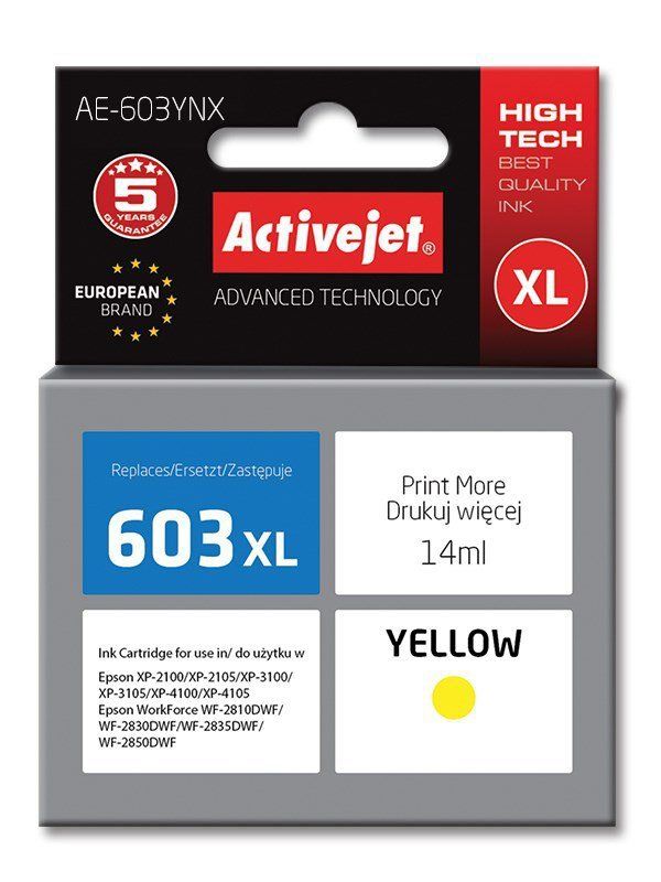 Cartus cerneala Activejet AE-603YNX ,Galben ,14 ml (compatibil cu Epson AE-603YNX)
