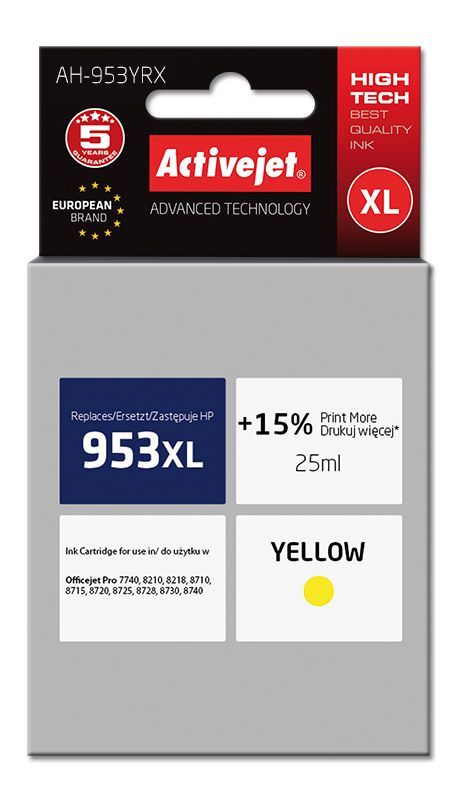 Cartus cerneala Activejet AH-953YRX ,Galben ,25 ml (compatibil cu HP AH-953YRX)