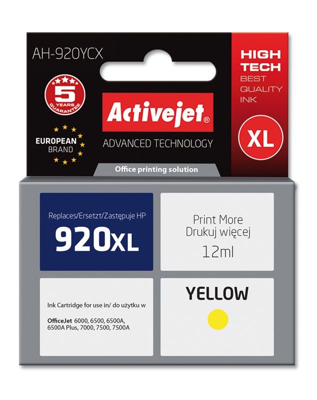 Cartus cerneala Activejet AH-920YCX ,Galben ,12 ml (compatibil cu HP AH-920YCX)