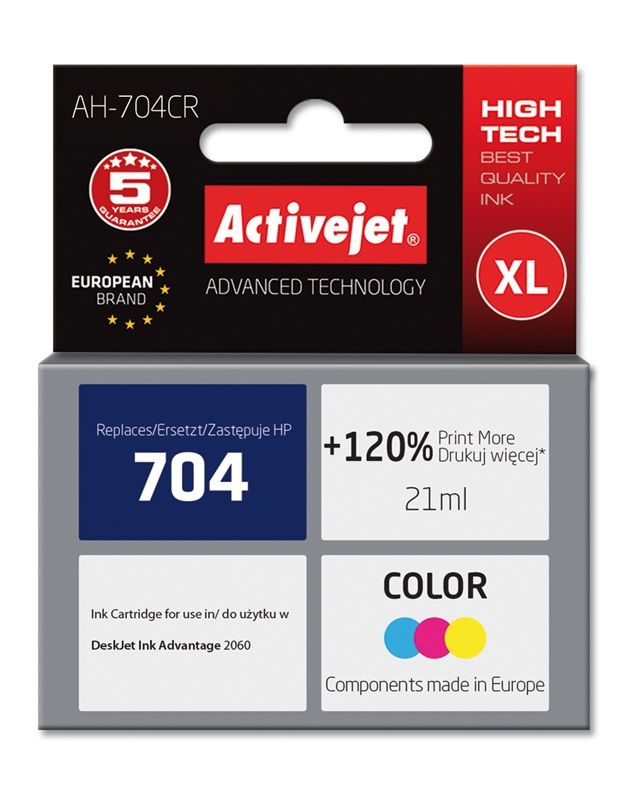 Cartus cerneala Activejet AH-704CR ,Color ,21 ml (compatibil cu HP AH-704CR)