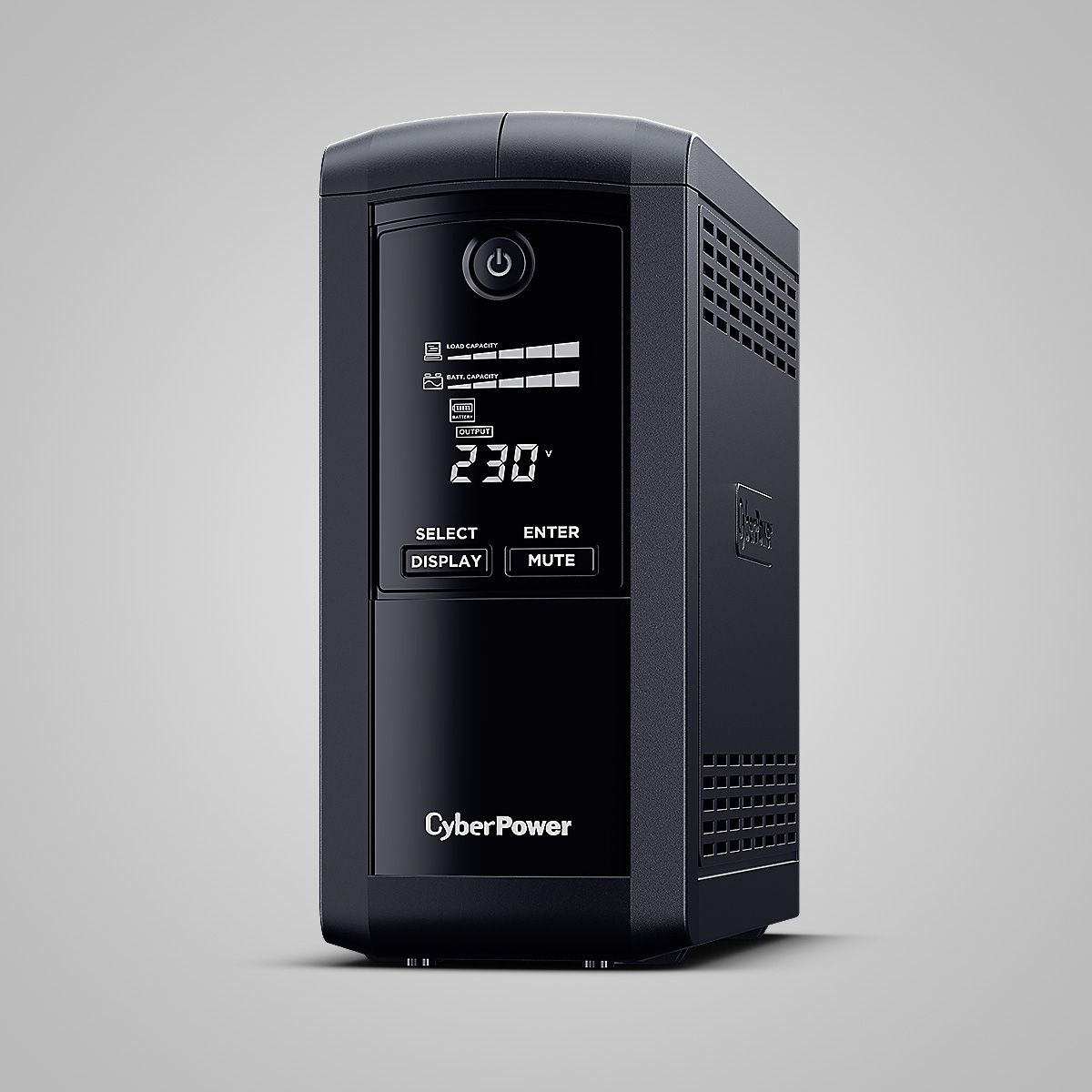 UPS Cyber Power VP700ELCD-FR, 700 VA, 390 W, cu management, line-interactive, 1x RJ45, 1x USB, Sealed Lead-acid, 10 minute (50% sarcina), LCD, Tower, Negru