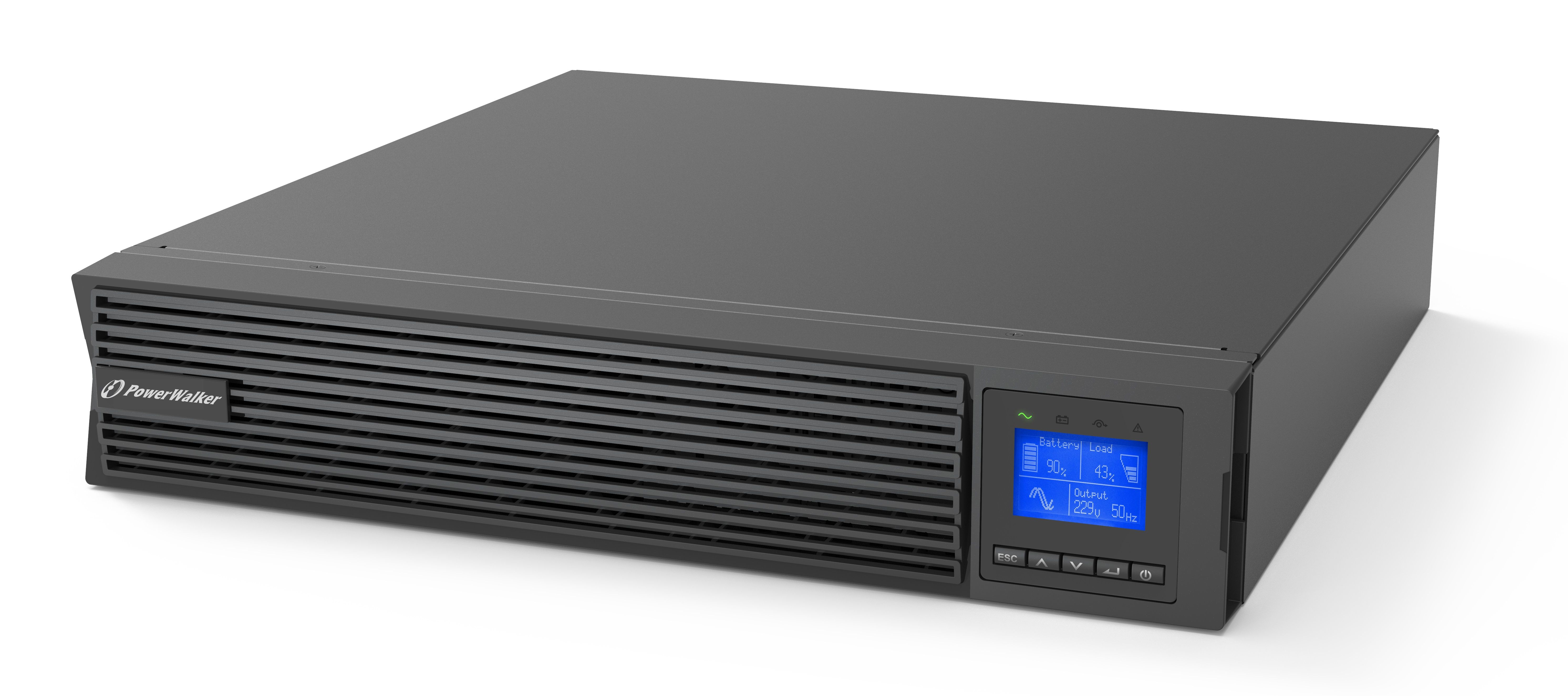 UPS PowerWalker VFI 1500 ICR IOT PF1, 1500 VA, 1500 W, cu management, on-line double-conversion, 8x C13, 1x C14, 1x RJ45, 1x USB, 12 V / 9Ah LCD, Rack 2U, Gri