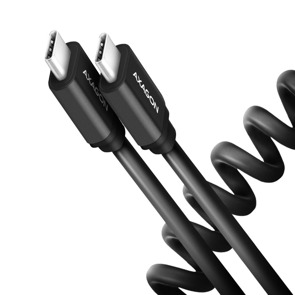 Cablu Twister USB-C la USB-C, 0.6m, USB 2.0, 3A, 0.6m, Aluminiu, Negru