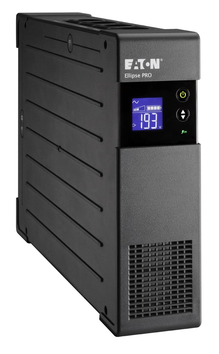UPS Eaton ELP1200DIN, 1200 VA, 750 W, cu management, line-interactive, 8x Schuko, 1x C14, 1x USB, 12V 7Ah Sealed Lead-acid, LCD, Tower, Negru