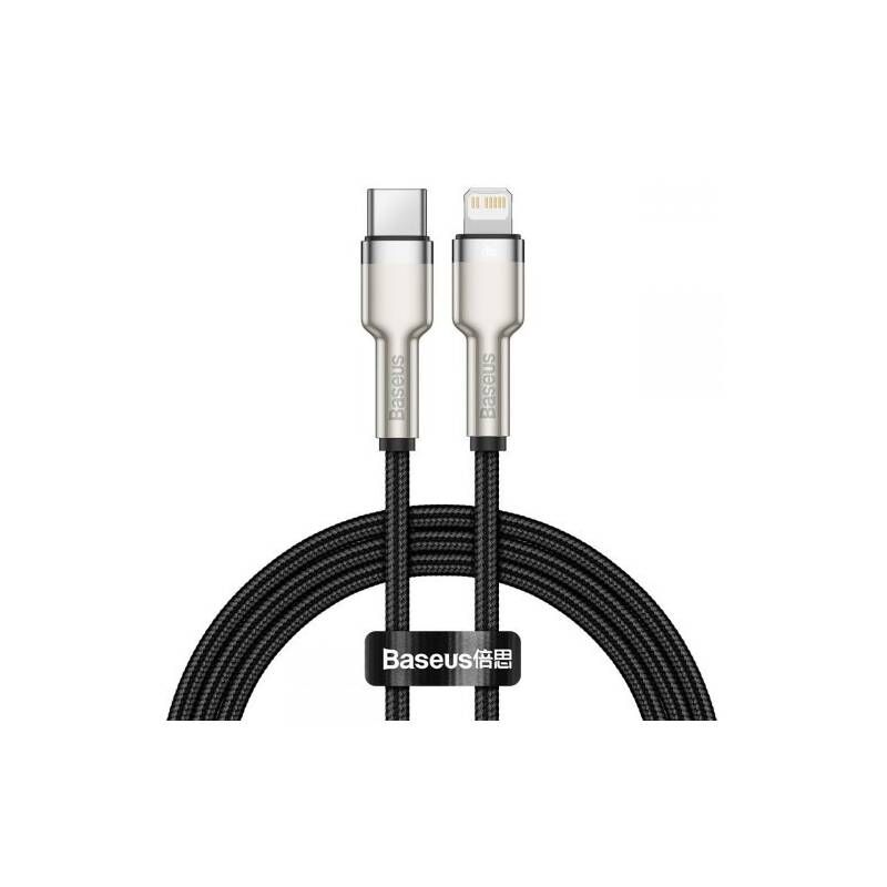 CABLU alimentare si date Baseus Cafule Metal, Fast Charging Data Cable pt. smartphone, USB Type-C la Lightning Iphone PD 20W, brodat, 1m, alb  CATLJK-A01  (include timbru verde 0.25 lei)