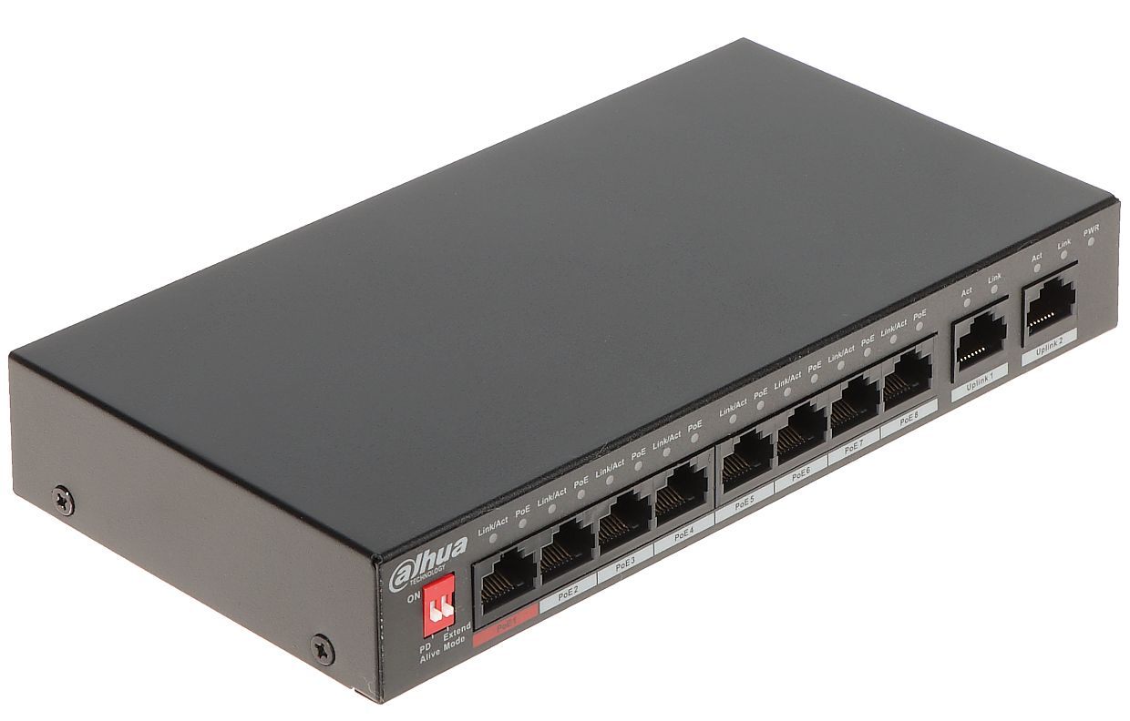 Switch Dahua PFS3010-8ET-96-V2, 8 porturi 10 / 100 Mbps