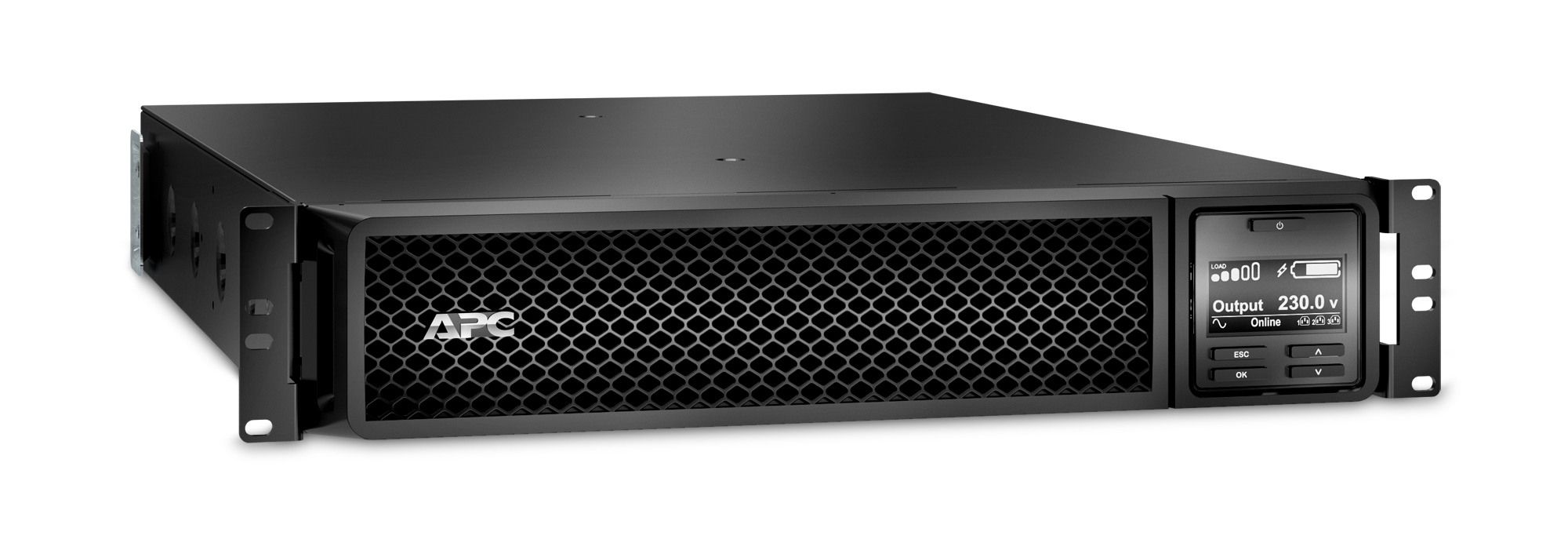 UPS APC SRT3000RMXLI-NC, 3000 VA, 2700 W, cu management, on-line double-conversion, 8x C13, 2x C19, 1x USB, 96V Baterie cu plăci de plumb şi acid, LCD, Rack 2U, Negru