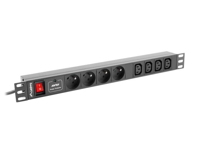 Lanberg Power strip Rack PDU (1u,10a,8x 230v,2m) pdu-04e04i-0200-iec-bk