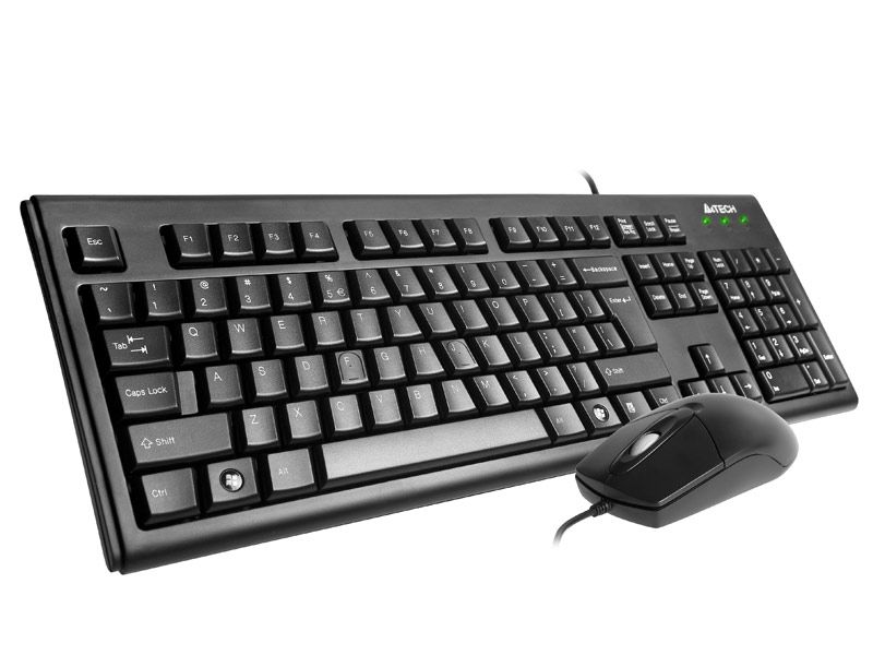 Kit tastatura + mouse A4tech KRS-8372, cu fir, negru