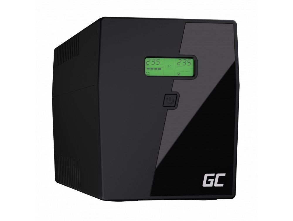 UPS Green Cell UPS09, 2000 VA, 1400 W, cu management, line-interactive, 2x Schuko, 3x C13, 12V/9Ah LCD, Tower, Negru