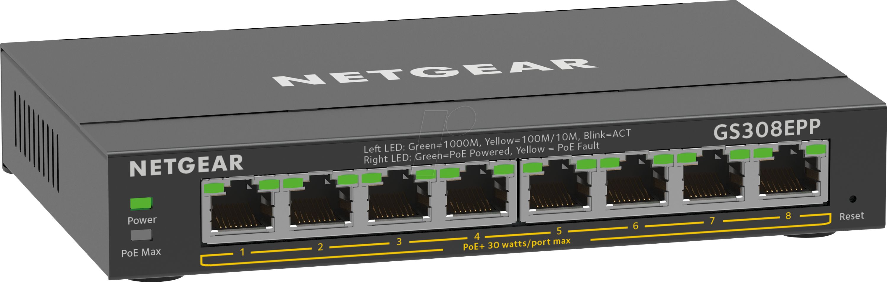 Switch NetGear GS308EPP-100PES, 8 porturi 10 / 100 / 1000 MBs