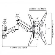 TV or monitor holder black Maclean MC-784 gas spring 32  -55  22kg 2 arms
