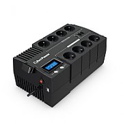 UPS Cyber Power BR700ELCD-FR, 700 VA, 420 W, cu management, line-interactive, 8x Schuko, 1x RJ45, 2x USB, Sealed Lead-acid, 6 minute (50% sarcina), LCD, Brick, Negru