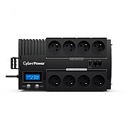 UPS Cyber Power BR700ELCD-FR, 700 VA, 420 W, cu management, line-interactive, 8x Schuko, 1x RJ45, 2x USB, Sealed Lead-acid, 6 minute (50% sarcina), LCD, Brick, Negru