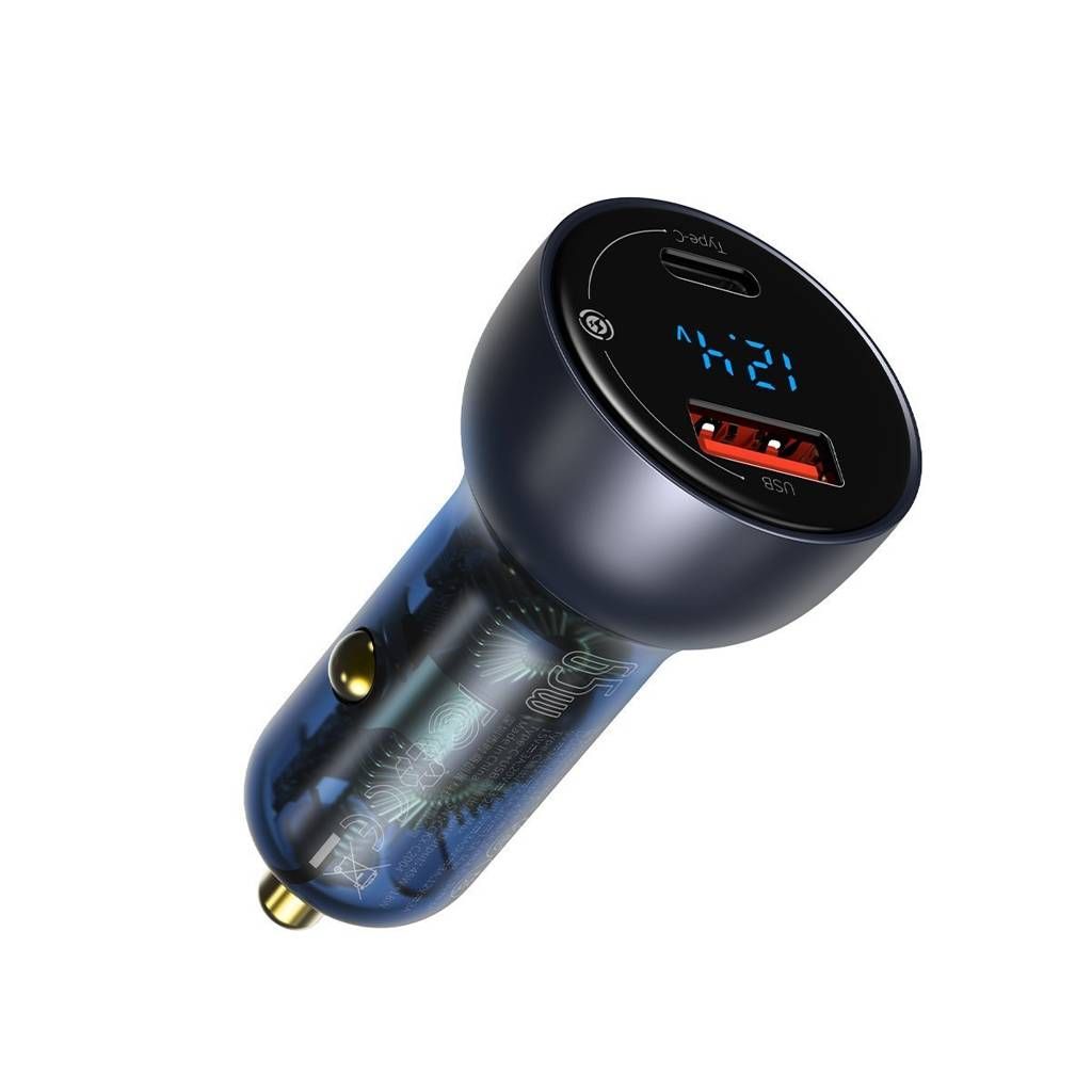 INCARCATOR AUTO Baseus Particular Digital Display QC + PPS, 1 x USB Output 4.5V/5A, 1 x USB Type-C Output 5V/3A, total output 65W, pt. bricheta auto, afisaj digital, gri  CCKX-C0G  (include TV 0.18 lei) - 6953156223189
