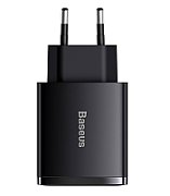 INCARCATOR RETEA Baseus Compact, Quick Charge 30W, 2 x USB Type-C Output 5V/3A, 1 x USB Output 5V/3A, negru  CCXJ-E01  (include TV 0.75lei) - 6953156207295
