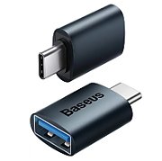 ADAPTOR Baseus Ingenuity Series Mini OTG, USB Type-C (T) to USB 3.1 (M), corp metalic, albastru  ZJJQ000003