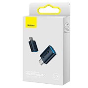 ADAPTOR Baseus Ingenuity Series Mini OTG, USB Type-C (T) to USB 3.1 (M), corp metalic, albastru  ZJJQ000003