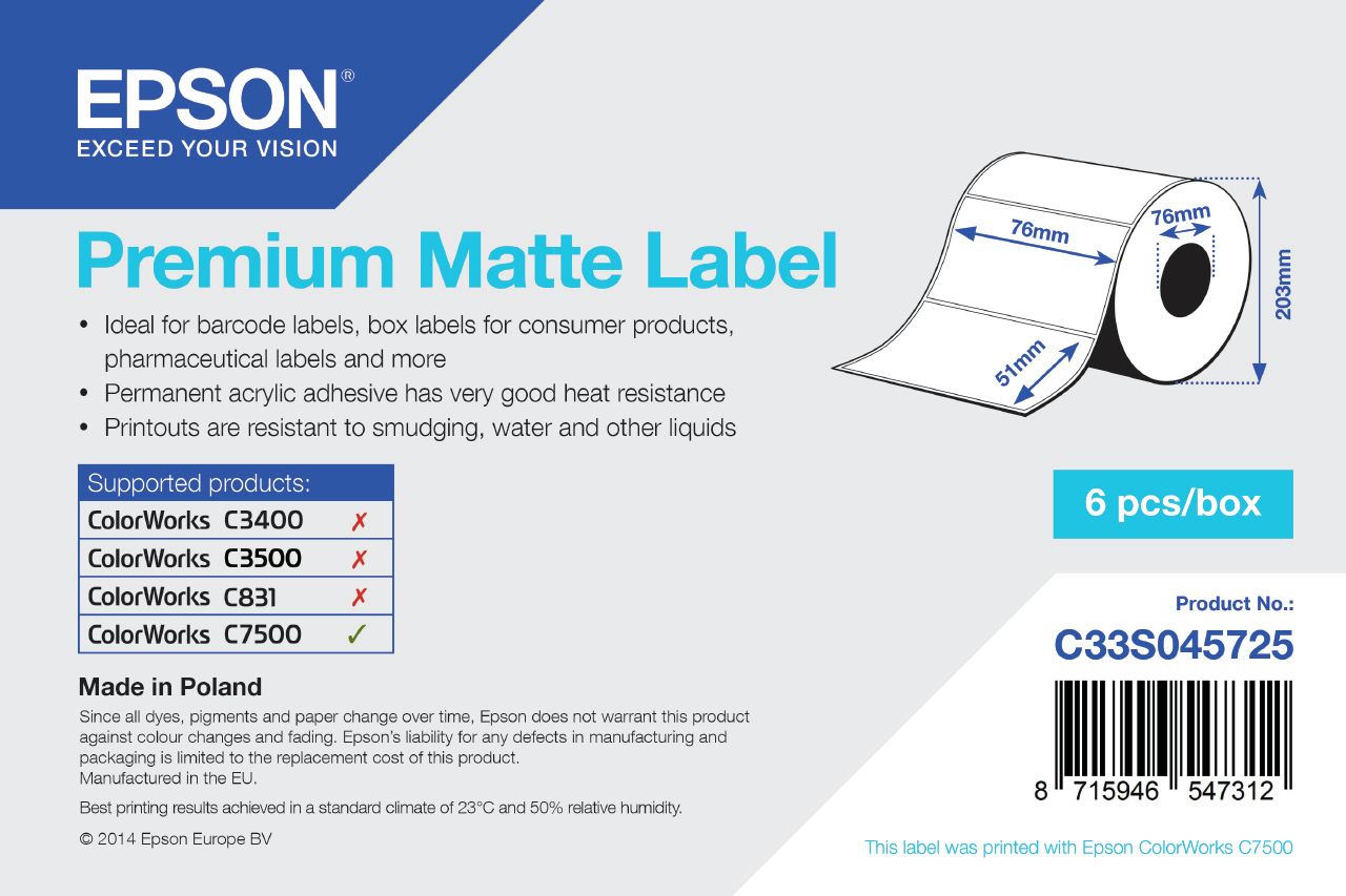 ETICHETE PREMIUM MATTE LABEL  76 x 51mm, 2310 lab