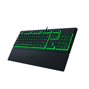 Tastatura Razer Ornata V3 X - Low Profile Gaming Keyboard - US Layout  TECH SPECS SWITCH TYPE Razer™ Membrane Switch APPROXIMATE SIZES Full Size LIGHTING Single Zone Razer Chroma™ RGB Lighting WRIST REST Yes ONBOARD MEMORY None MEDIA KEYS None PASSTHROUGH None CONNECTIVITY Wired - Attached KEYCAPS